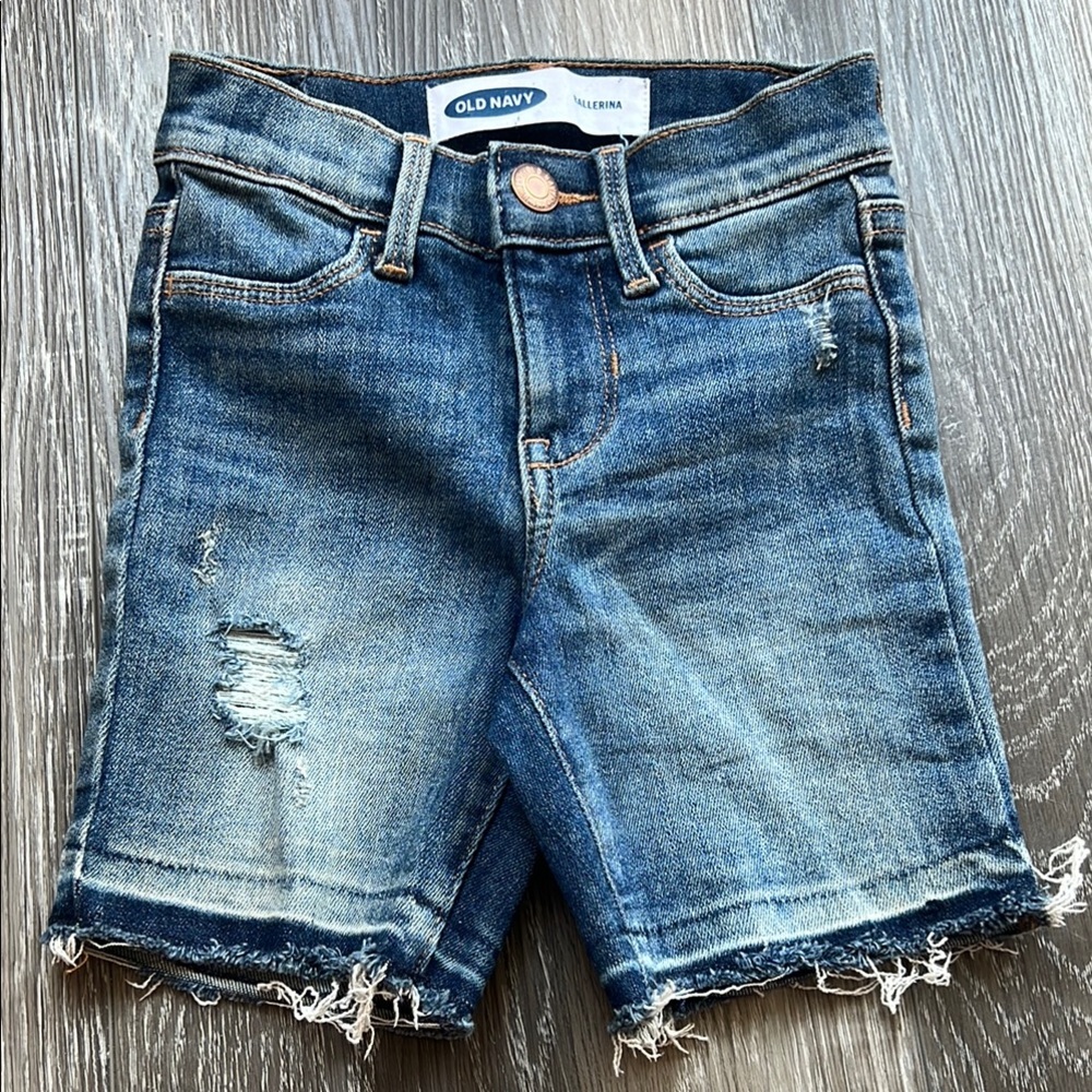 Old Navy Blue Distressed Ballerina Denim Shorts Sz 6